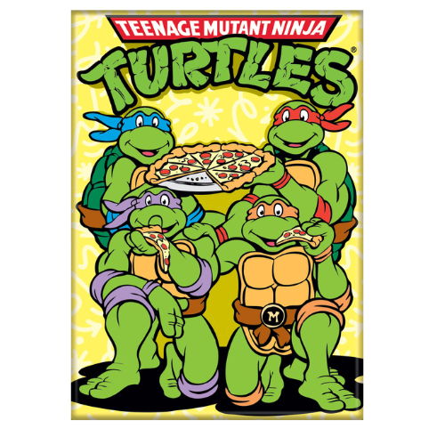 Teenage Mutant Ninja Turtles Team Eating Pizza Logo Magnet