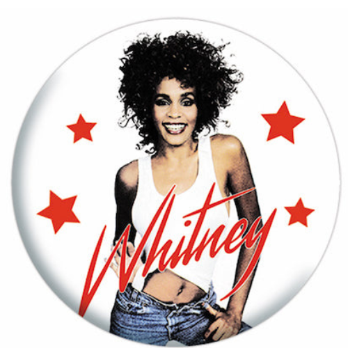 Whitney Houston Denim Pose 1.25 Inch Button