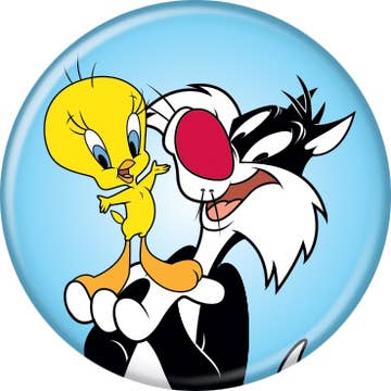 Looney Tunes Sylvester And Tweety 1.25 Inch Button