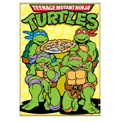 Teenage Mutant Ninja Turtles Team Eating Pizza Logo Magnet