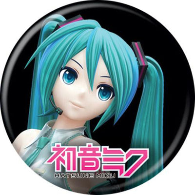 Hatsune Miku Close on Black Button 1.25