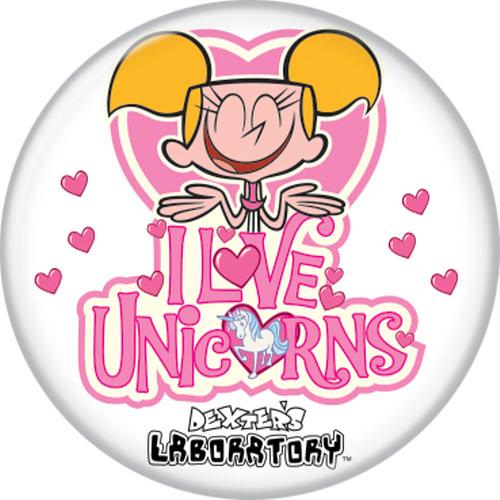 Dexter's Laboratory Dee Dee Love Unicorns 1.25 Inch Button