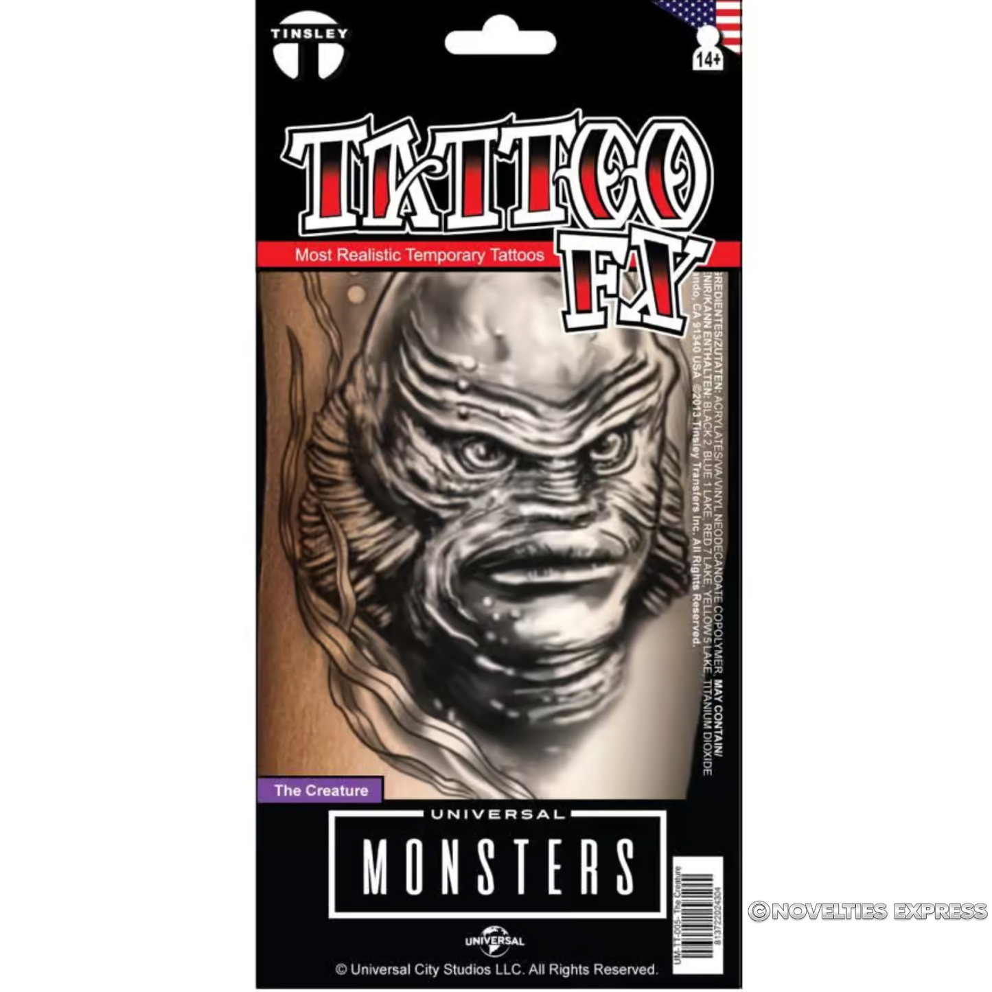 Universal Monsters The Creature Temporary Tattoo FX