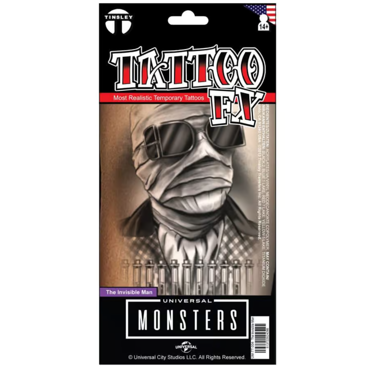 Universal Monsters The Invisible Man Temporary Tattoo FX